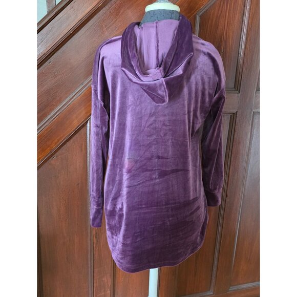 Pure Jill Super Soft Velour Hooded Tunic Top With Drawstrings Size XS - Picture 2 of 8